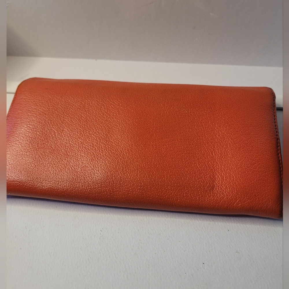 Chanel Lambskin Camelia Flower Long Orange Wallet - Picture 3 of 4